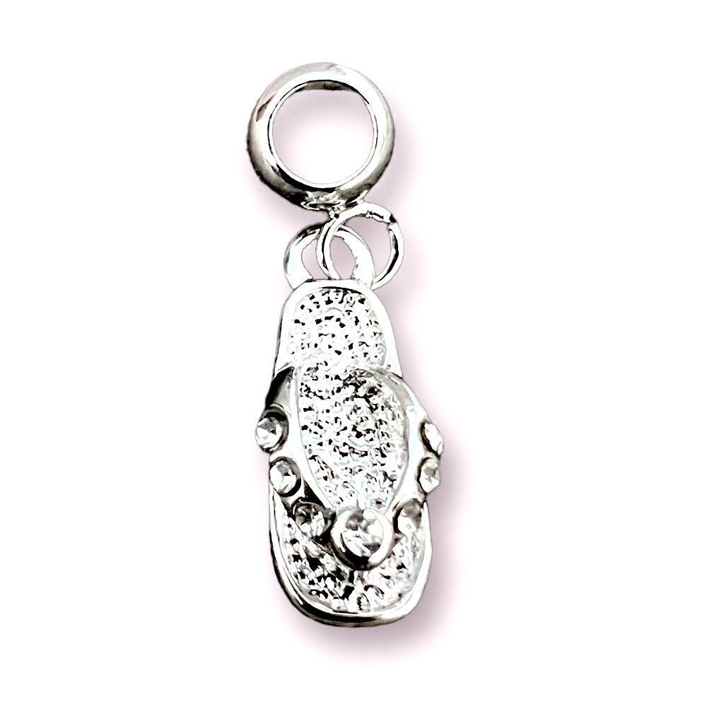 Silver Sandal Rhinestone Charm